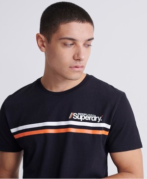 Superdry Core Logo Sport Stripe Férfi Pólók Fekete | MZAXQ8463